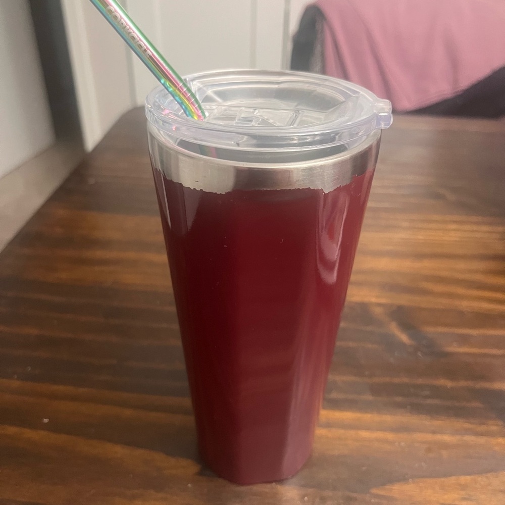 Corkcicle Insulated Red Tumbler with Straw